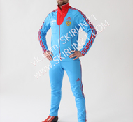 Разминочный костюм голубой с красным